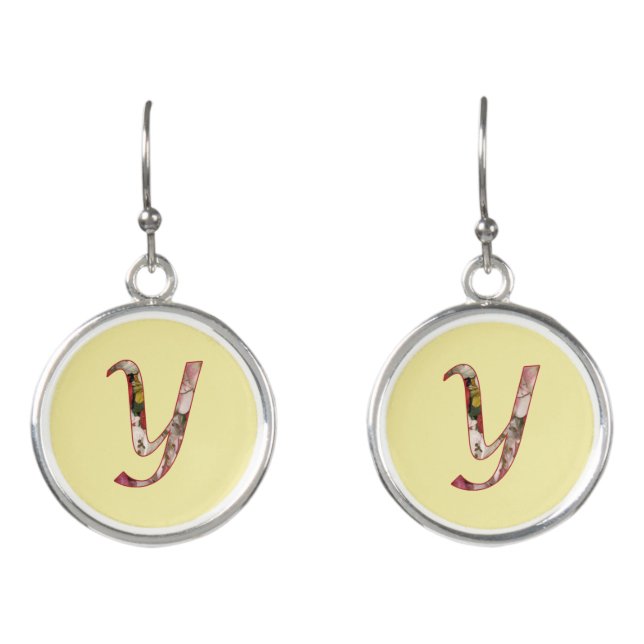 Floral Monogram Initial Y Earrings (Front)