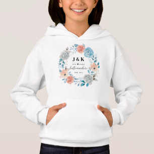 Floral Monogram Initials Custom Family Name Hoodie