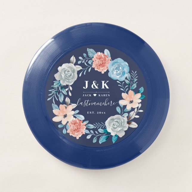 Floral Monogram Initials Custom Family Name Wham-O Frisbee (Front)