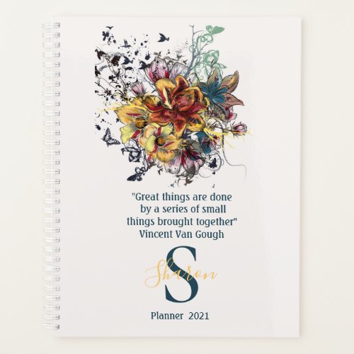 Floral Monogram Inspirational 2022 Personalized Planner