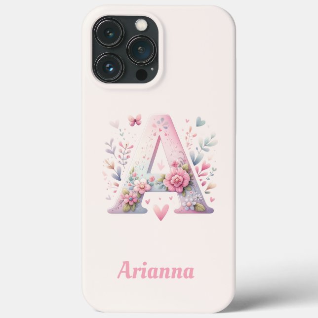 Floral Monogram iPhone 13 Pro Max Case  (Back)