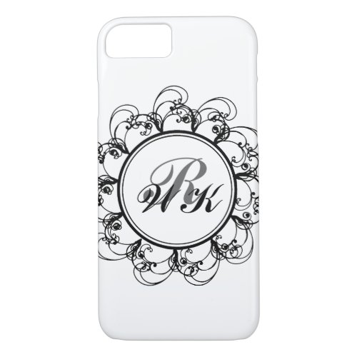 Floral Monogram iPhone 7 Case in white