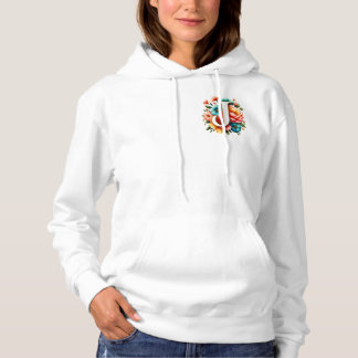 Floral Monogram J with Pastel Flowers Hoodie
