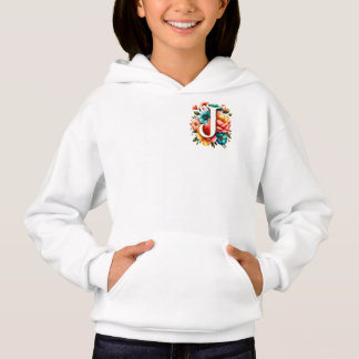 Floral Monogram J with Pastel Flowers Hoodie