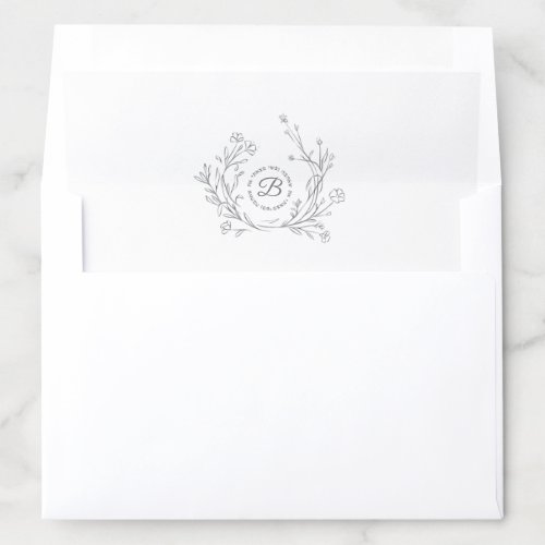 Floral Monogram Jewish Envelope Liner