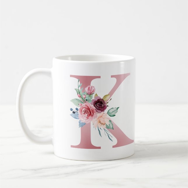 Floral Monogram K Mug (Left)