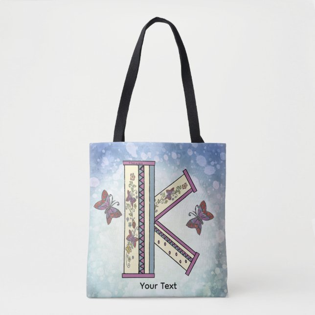 floral Monogram K  Tote Bag (Front)