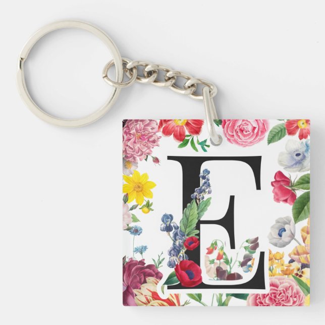 Floral Monogram Keychain (Front)