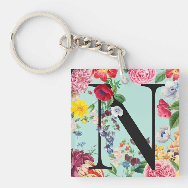 Floral Monogram Keychain (Front)