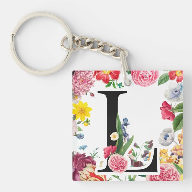 Floral Monogram Keychain (Front)