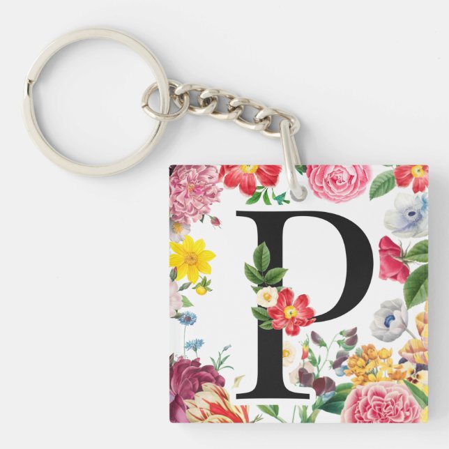 Floral Monogram Keychain (Front)