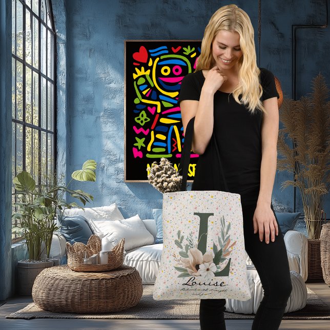 Floral Monogram L – Elegant Botanical Letter Art Crossbody Bag (Creator Uploaded)