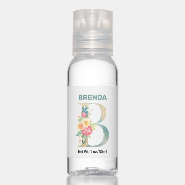 Floral monogram letter B Hand Sanitizer (Front)