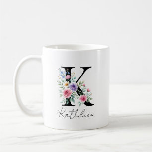 Floral Monogram – Letter K Coffee Mug