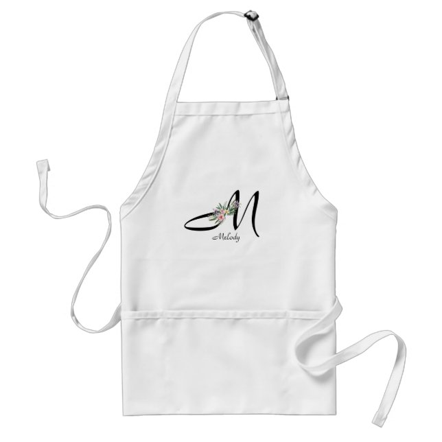 Floral Monogram letter L Retirement Apron (Front)
