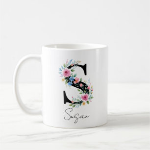 Floral Monogram – Letter S Coffee Mug