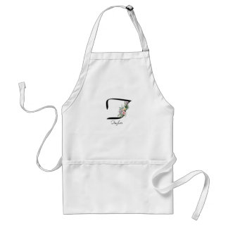 Floral Monogram letter T Retirement Apron
