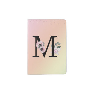 Floral Monogram M Passport Cover Holder