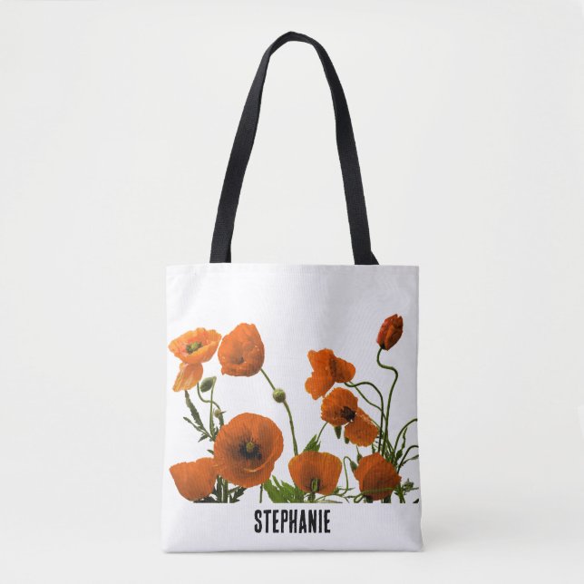 Floral Monogram Name Bridesmaid Wedding Gift Favor Tote Bag (Front)
