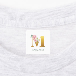 Floral Monogram Name Greenery Iron On Clothing Labels