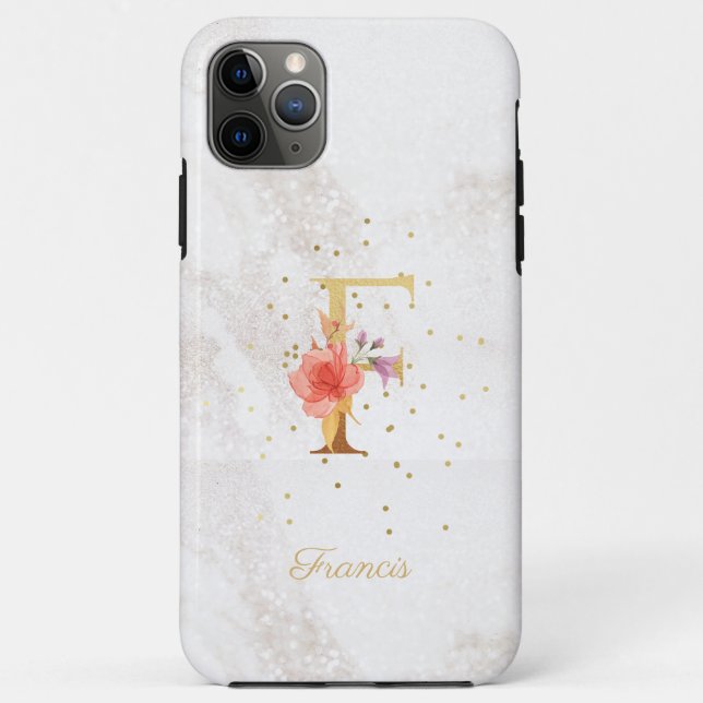 Floral Monogram Name Initial F Letter Personalize Case-Mate iPhone Case (Back)