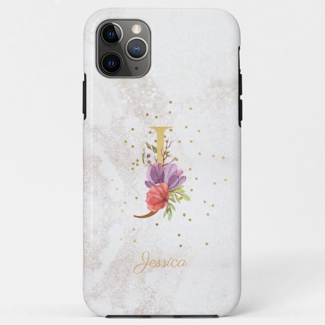 Floral Monogram Name Initial J Letter Personalize Case-Mate iPhone Case (Back)