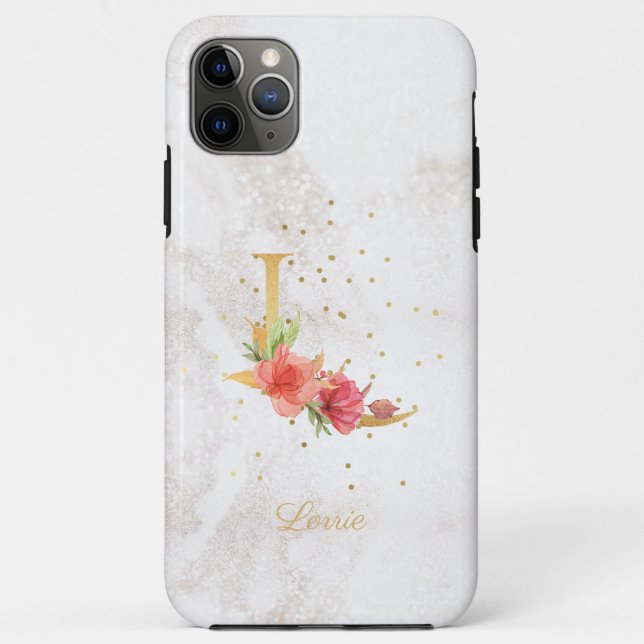 Floral Monogram Name Initial L Letter Personalize Case-Mate iPhone Case (Back)