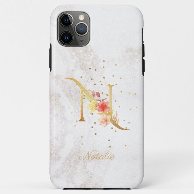 Floral Monogram Name Initial N Letter Personalize Case-Mate iPhone Case (Back)