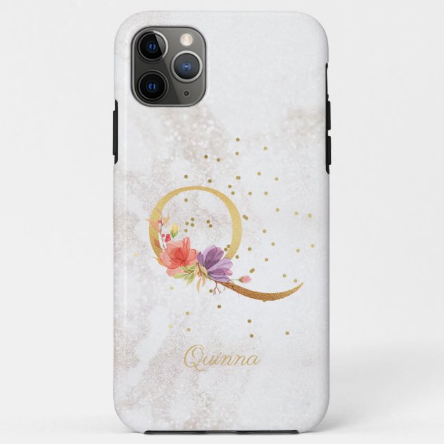 Floral Monogram Name Initial Q Letter Personalize Case-Mate iPhone Case (Back)