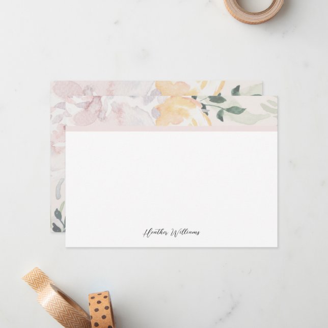 Floral Monogram Note Card (Front/Back In Situ)