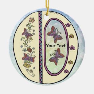floral Monogram O Ceramic Ornament