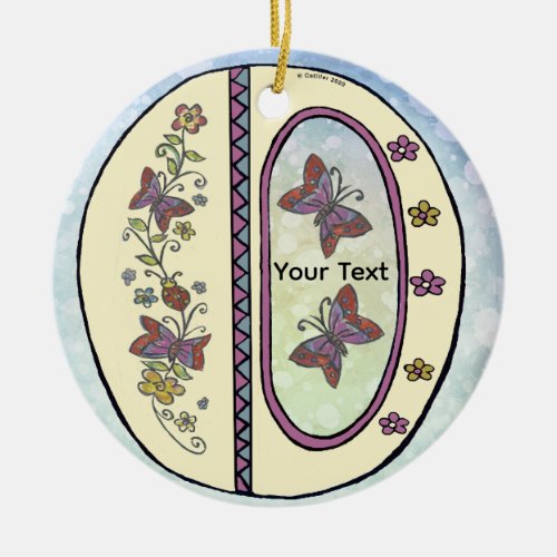 floral Monogram O  Ceramic Ornament