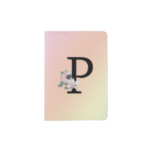 Floral Monogram P Passport Cover Holder