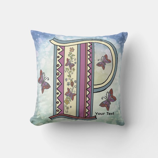 floral Monogram P pillow (Front)