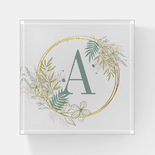 Floral Monogram Paperweight