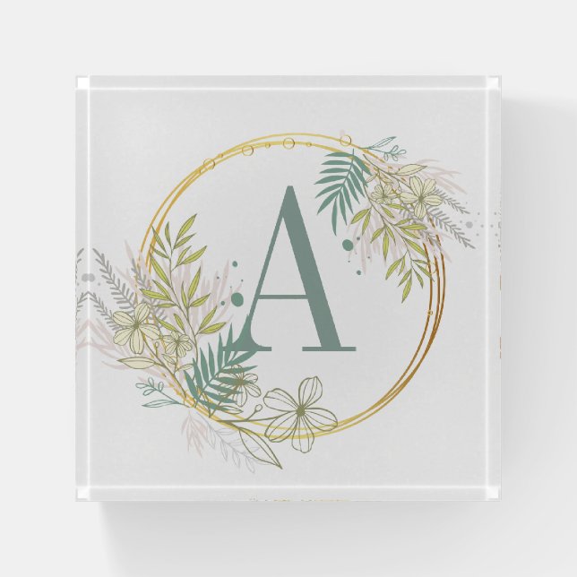Floral Monogram Paperweight (Front)