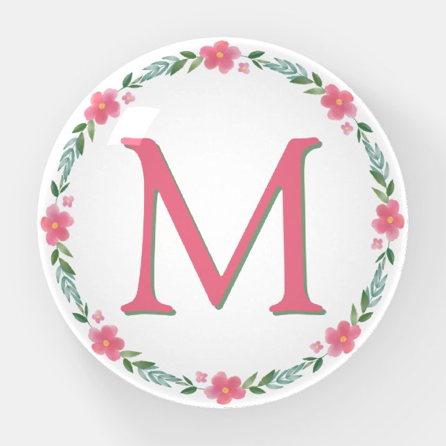 Floral Monogram Paperweight (Front)