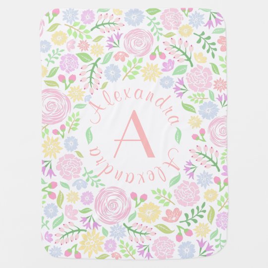 floral monogram pastel baby