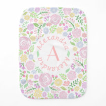 Floral Monogram Pastel Baby Girl Burp Cloth Floral Monogram Pastel Baby Girl Burp Cloth