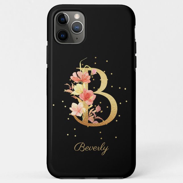 Floral Monogram Personalize Name Initial B Letter Case-Mate iPhone Case (Back)