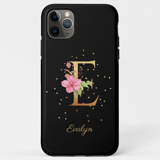 Floral Monogram Personalize Name Initial E Letter Case-Mate iPhone Case (Back)