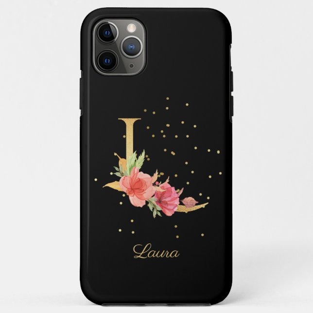 Floral Monogram Personalize Name Initial L Letter Case-Mate iPhone Case (Back)