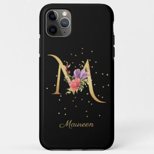 Floral Monogram Personalize Name Initial M Letter iPhone 11 Pro Max Case