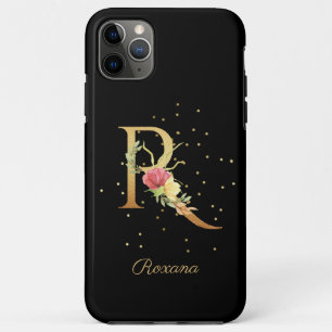 Floral Monogram Personalize Name Initial R Letter iPhone 11 Pro Max Case