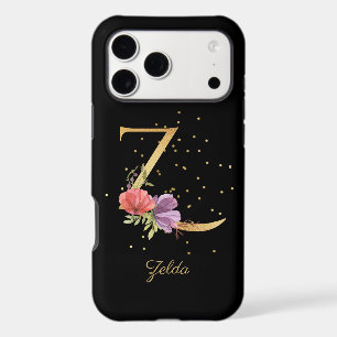 Floral Monogram Personalize Name Initial Z Letter iPhone 17 Pro Max Case