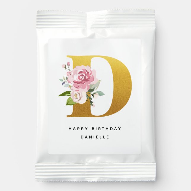 Floral Monogram Personalized Name Birthday Party Lemonade Drink Mix (Front)