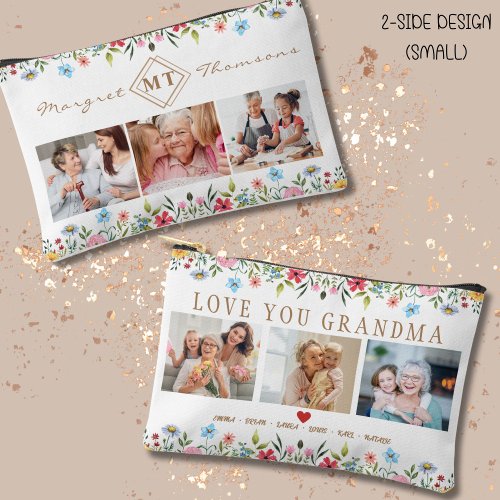 Floral Monogram Photo Accessory Pouch To Mom 
