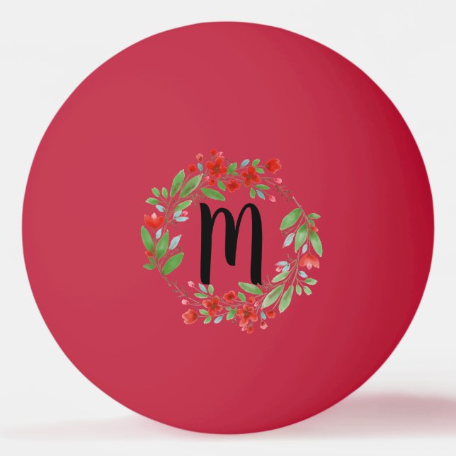 Floral Monogram Ping Pong Ball (Front)