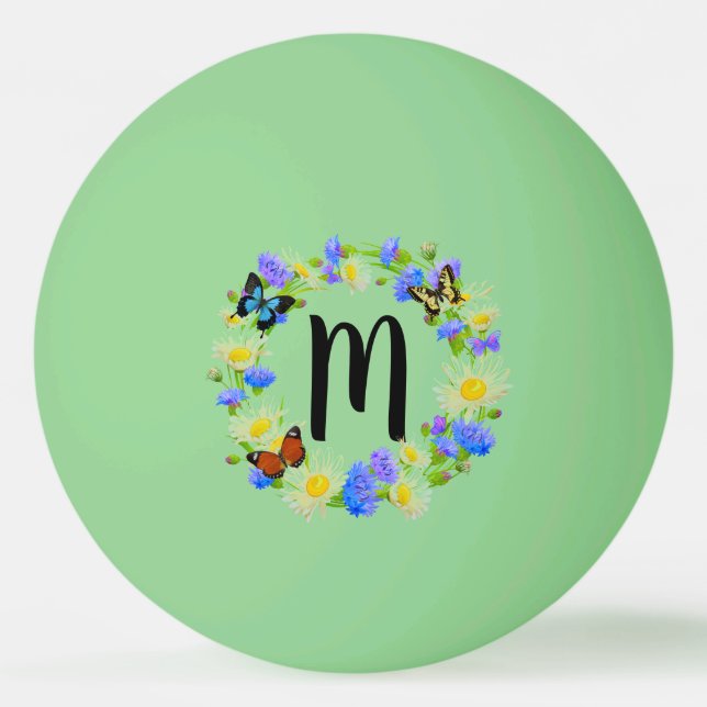 Floral Monogram Ping Pong Ball (Front)