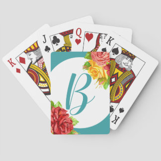 Floral Monogram Poker Cards